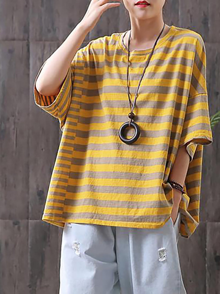 Maglietta casual a righe in cotone