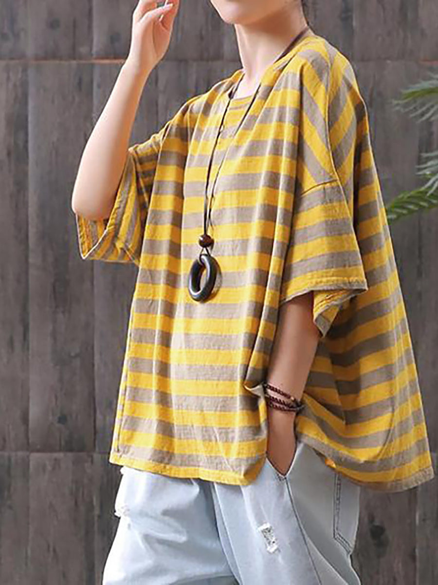 Maglietta casual a righe in cotone