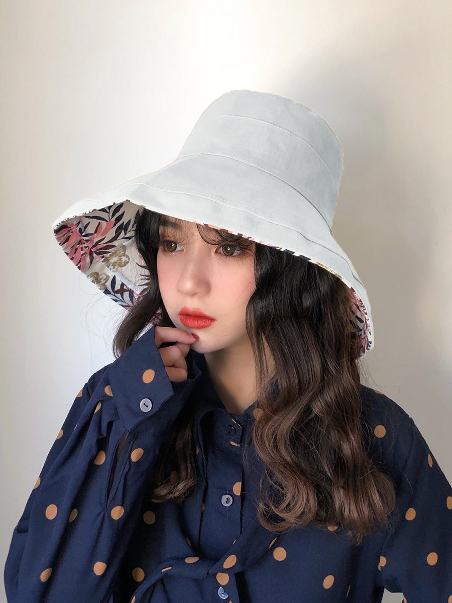 Cappello da sole estivo da donna, colore unico, pieghevole