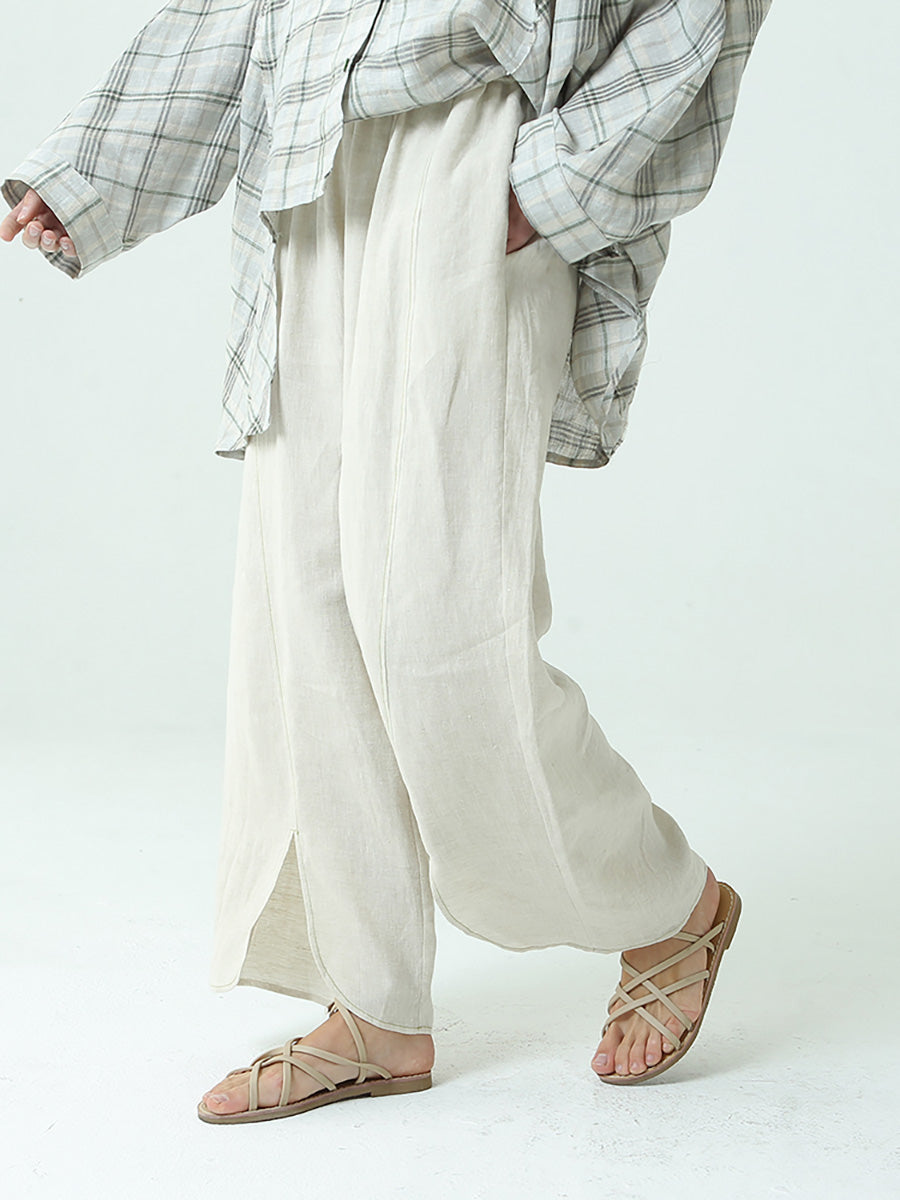 Pantalon large en lin pour femme