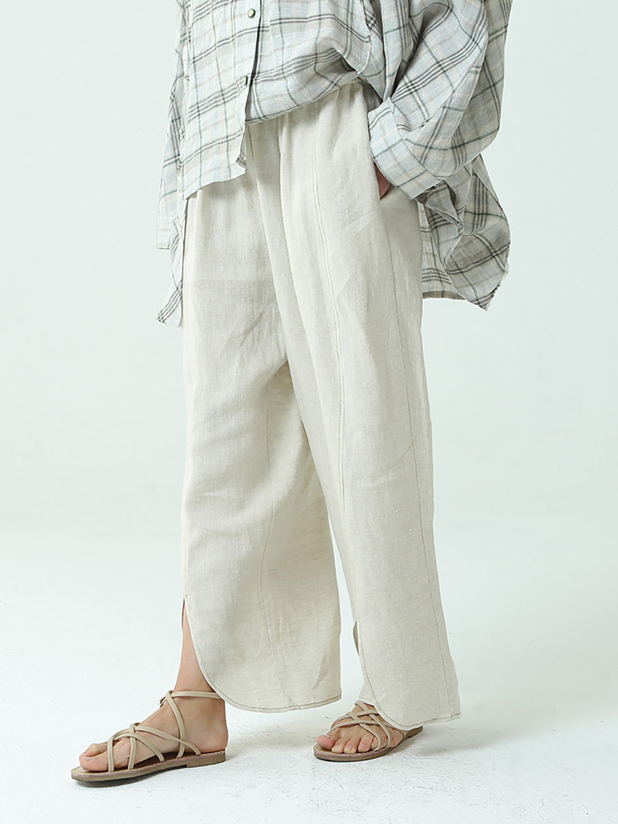 Pantalon large en lin pour femme
