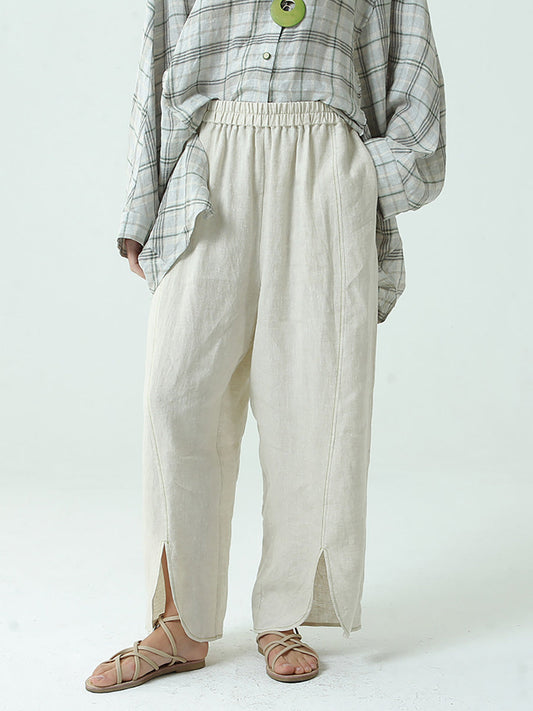Pantalon large en lin pour femme