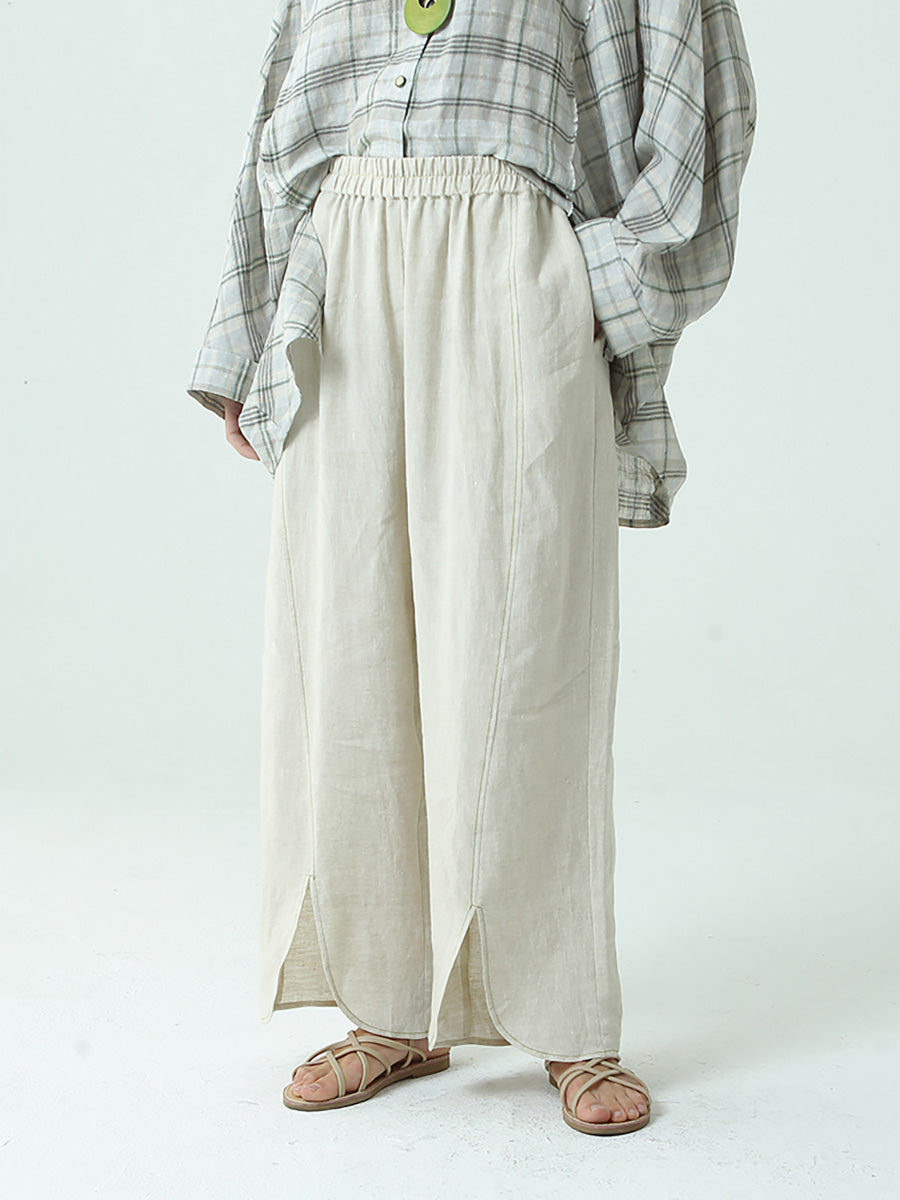 Pantalon large en lin pour femme