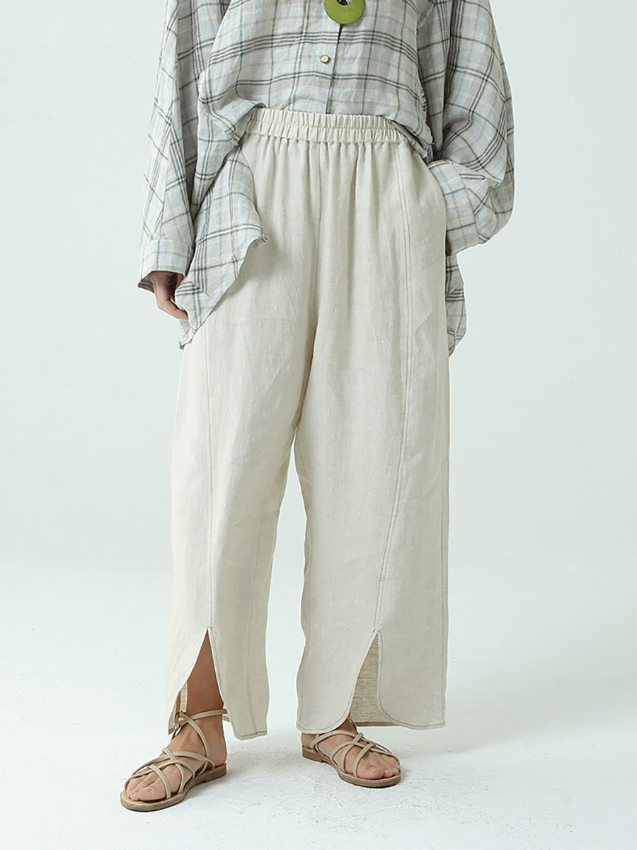 Pantalon large en lin pour femme