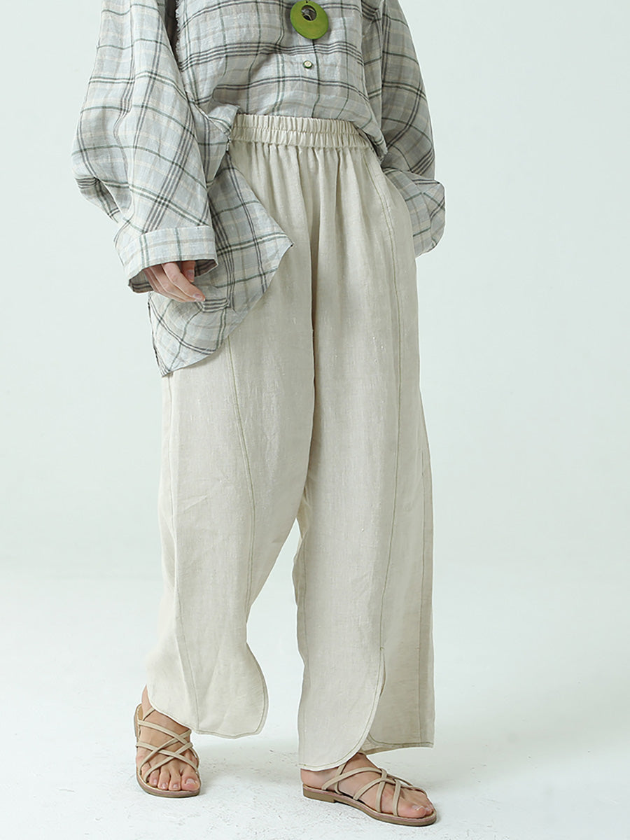 Pantalon large en lin pour femme