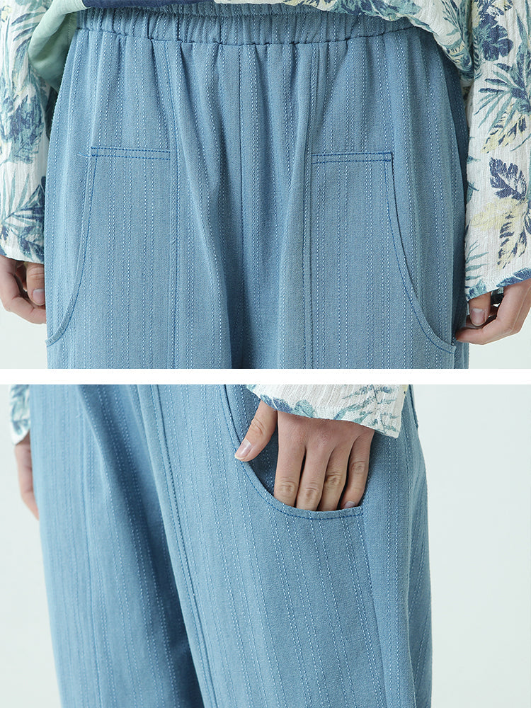 Pantalon ample décontracté à taille élastique pour femme