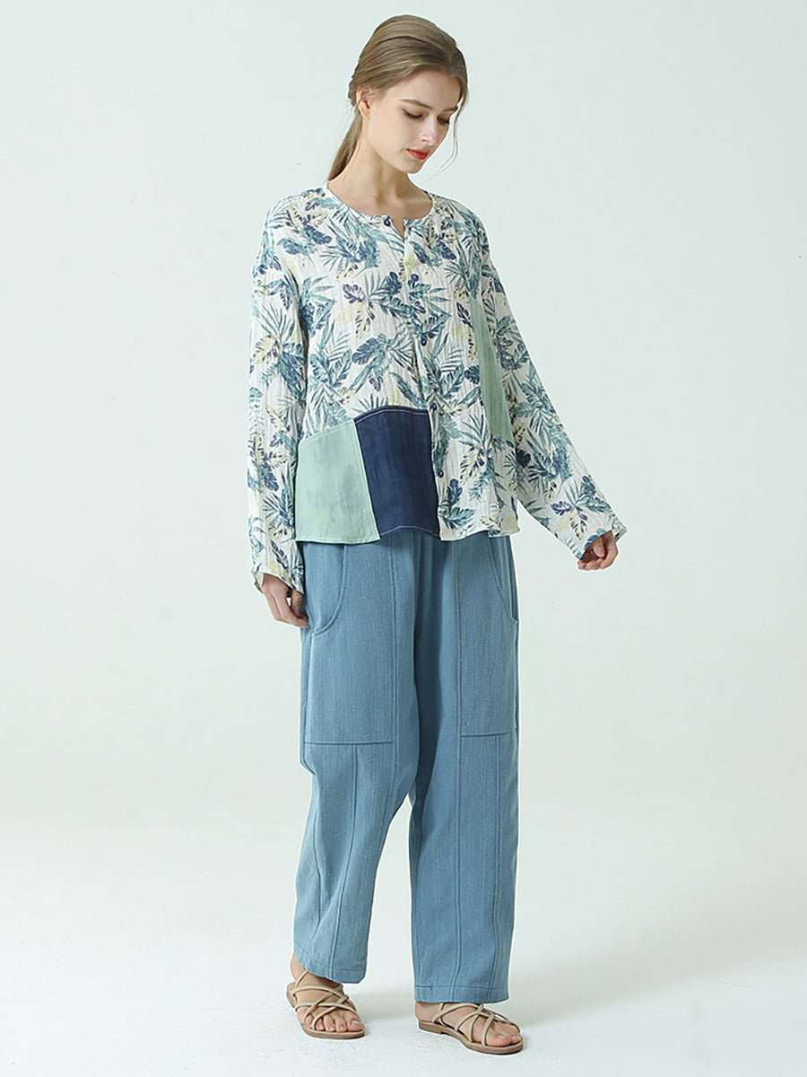 Pantalon ample décontracté à taille élastique pour femme