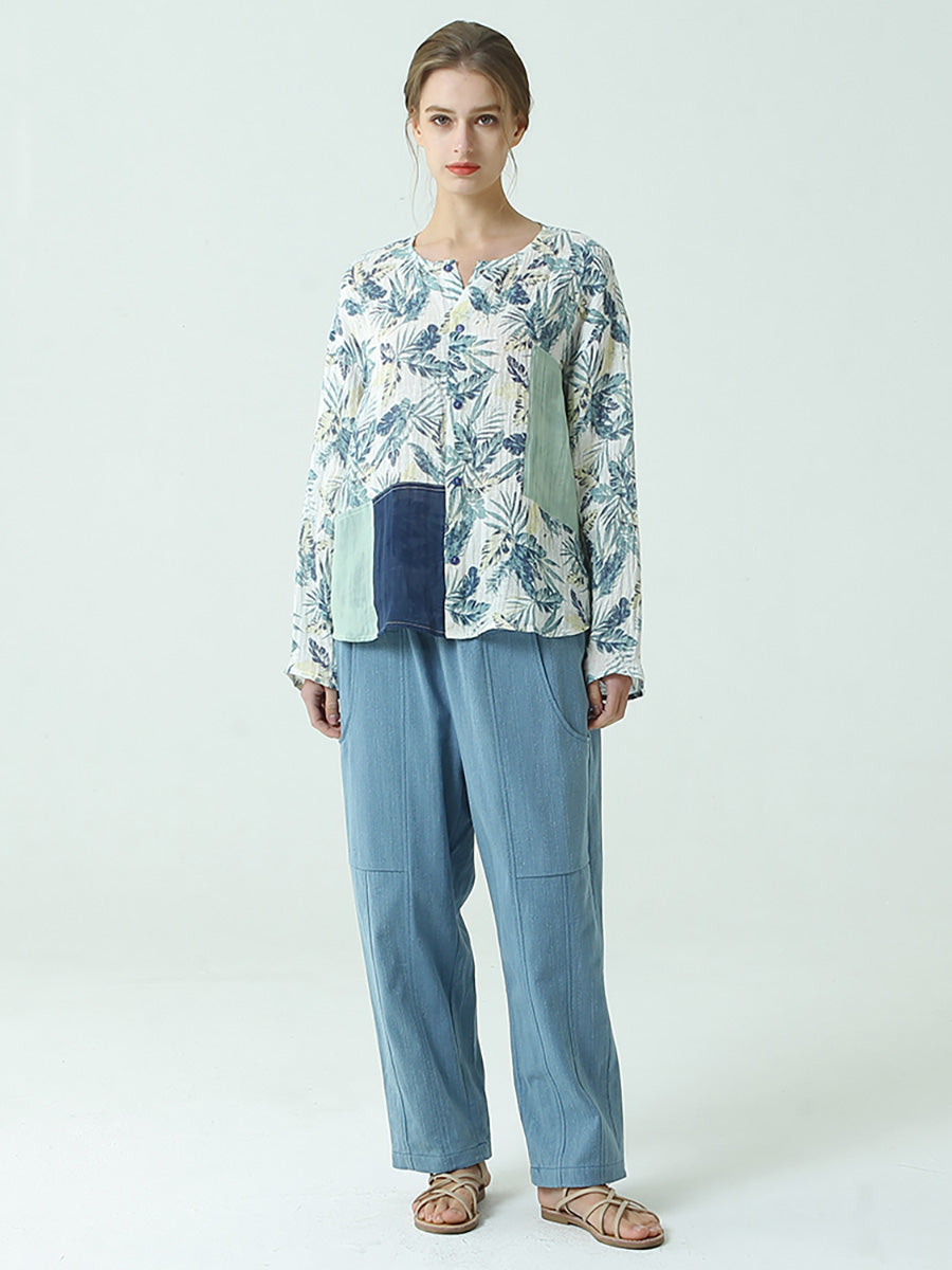 Pantalon ample décontracté à taille élastique pour femme