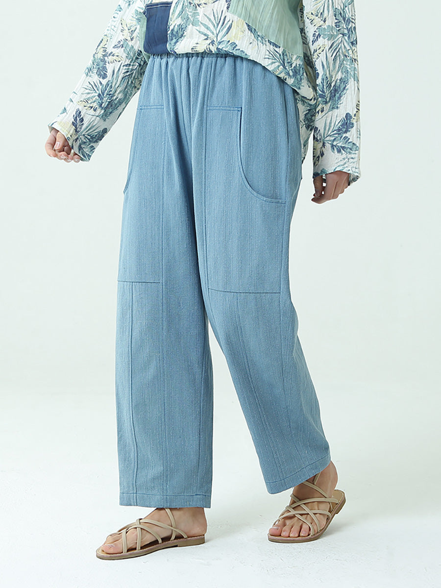 Pantalon ample décontracté à taille élastique pour femme