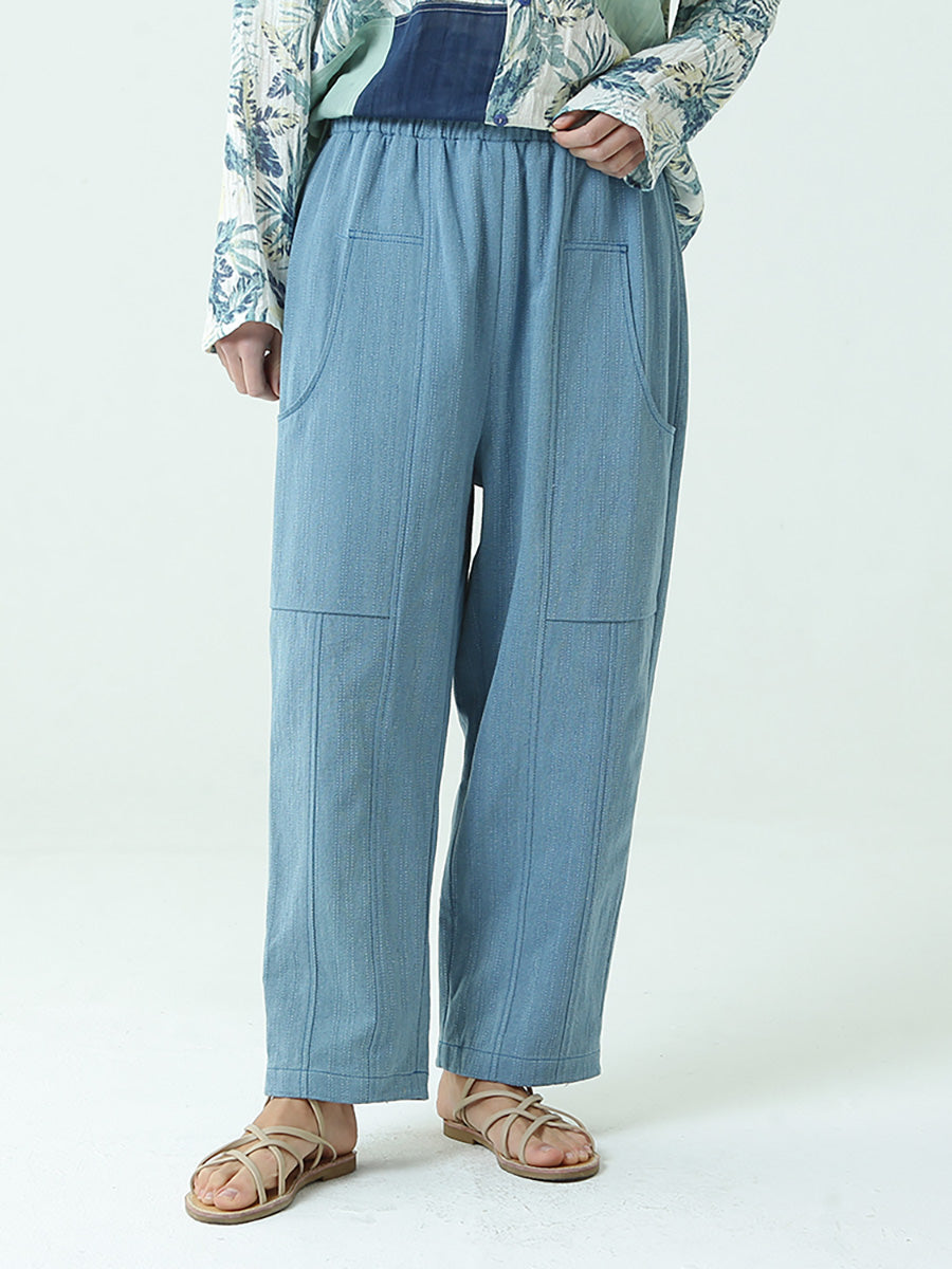 Pantalon ample décontracté à taille élastique pour femme
