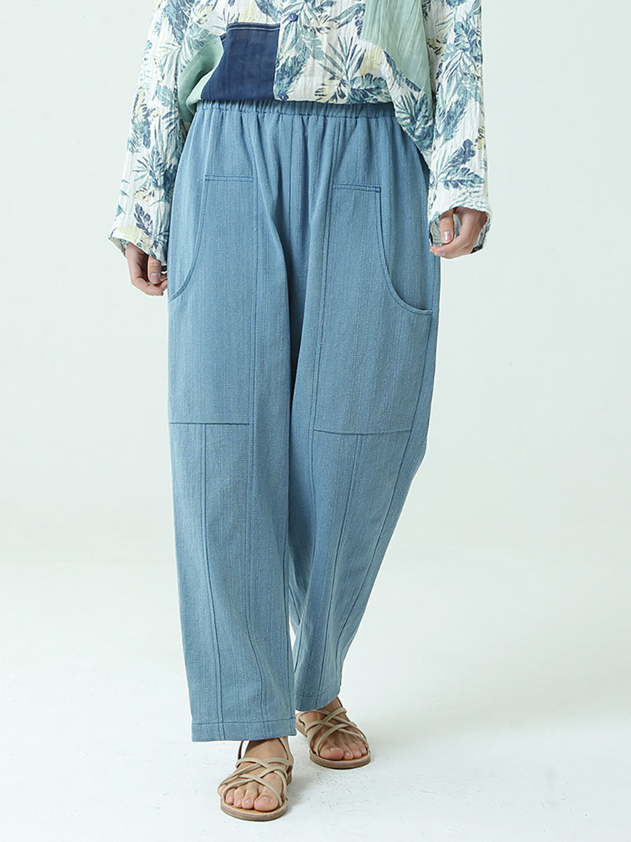 Pantalon ample décontracté à taille élastique pour femme