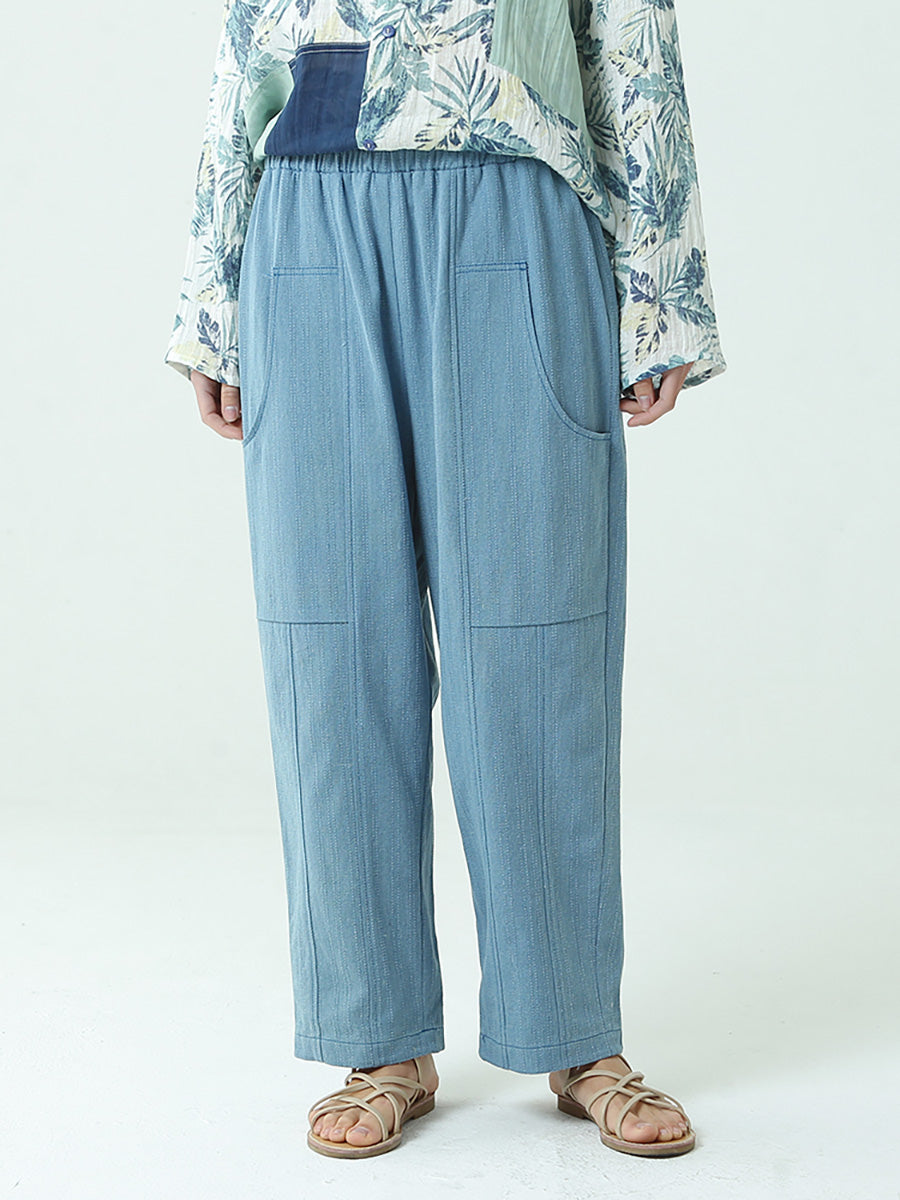 Pantalon ample décontracté à taille élastique pour femme