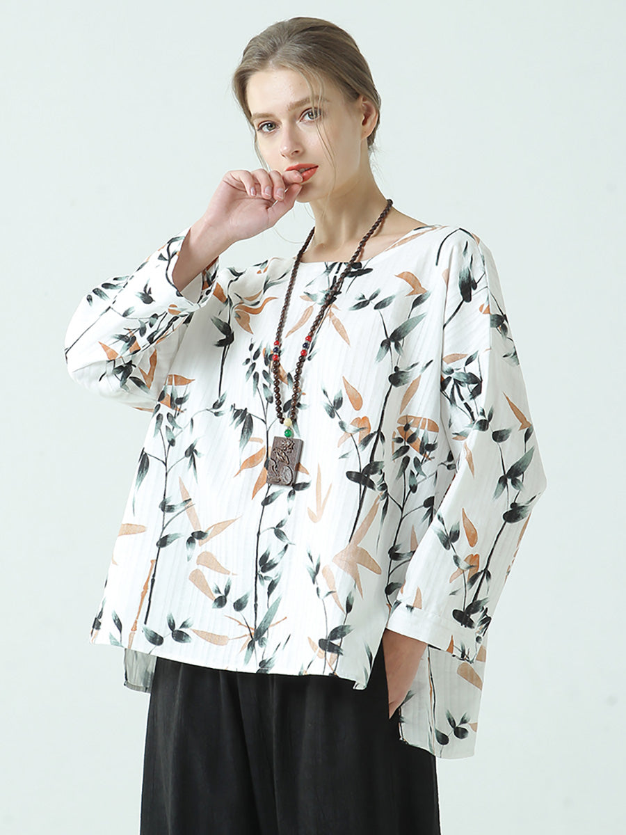 Maglietta a maniche lunghe con scollo a V e spacco largo primaverile