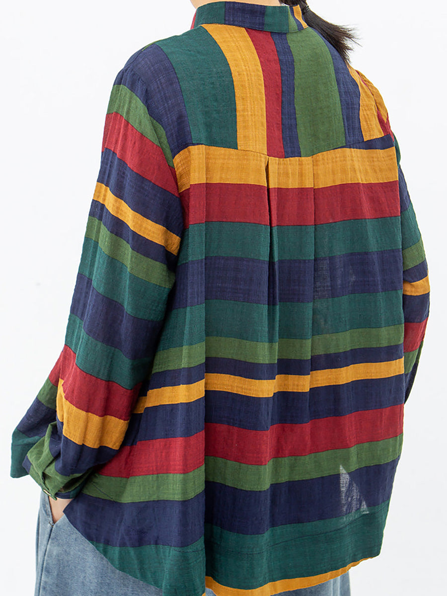 Camicia vintage a righe a maniche lunghe 100% cotone