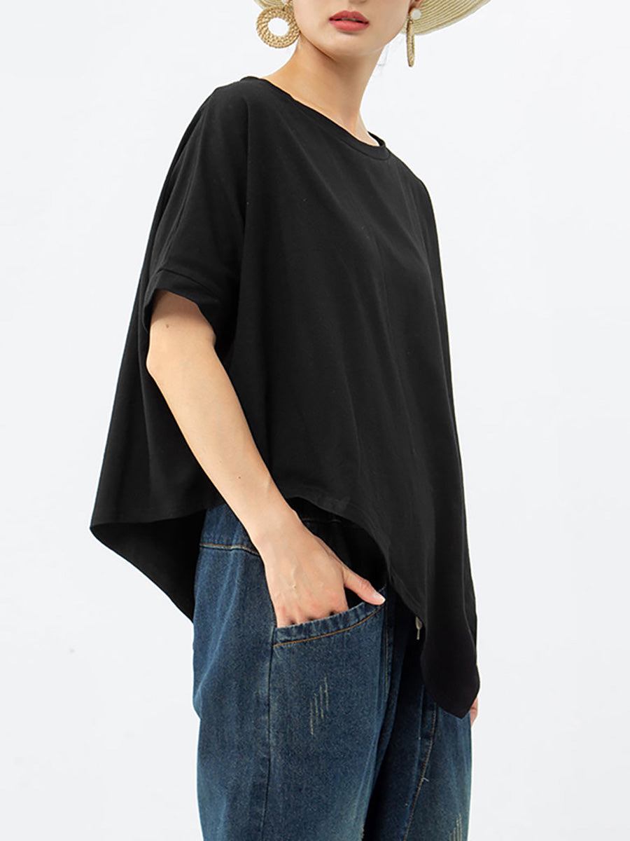 T-shirt ample irrégulier en coton pour femme