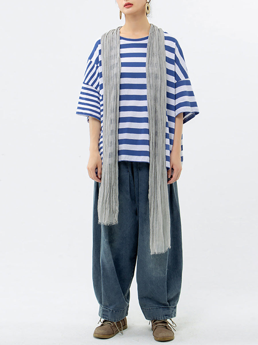 Maglietta casual a righe in cotone