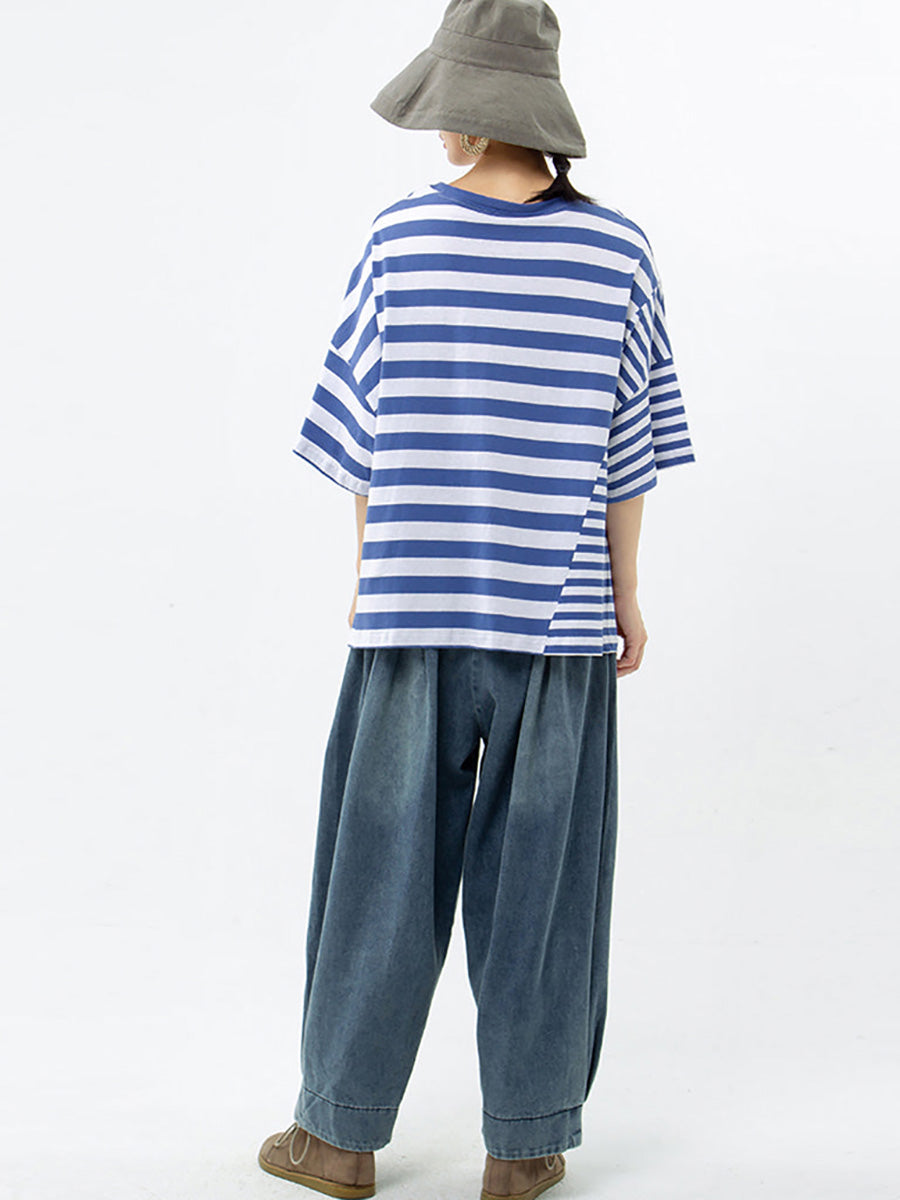 Maglietta casual a righe in cotone