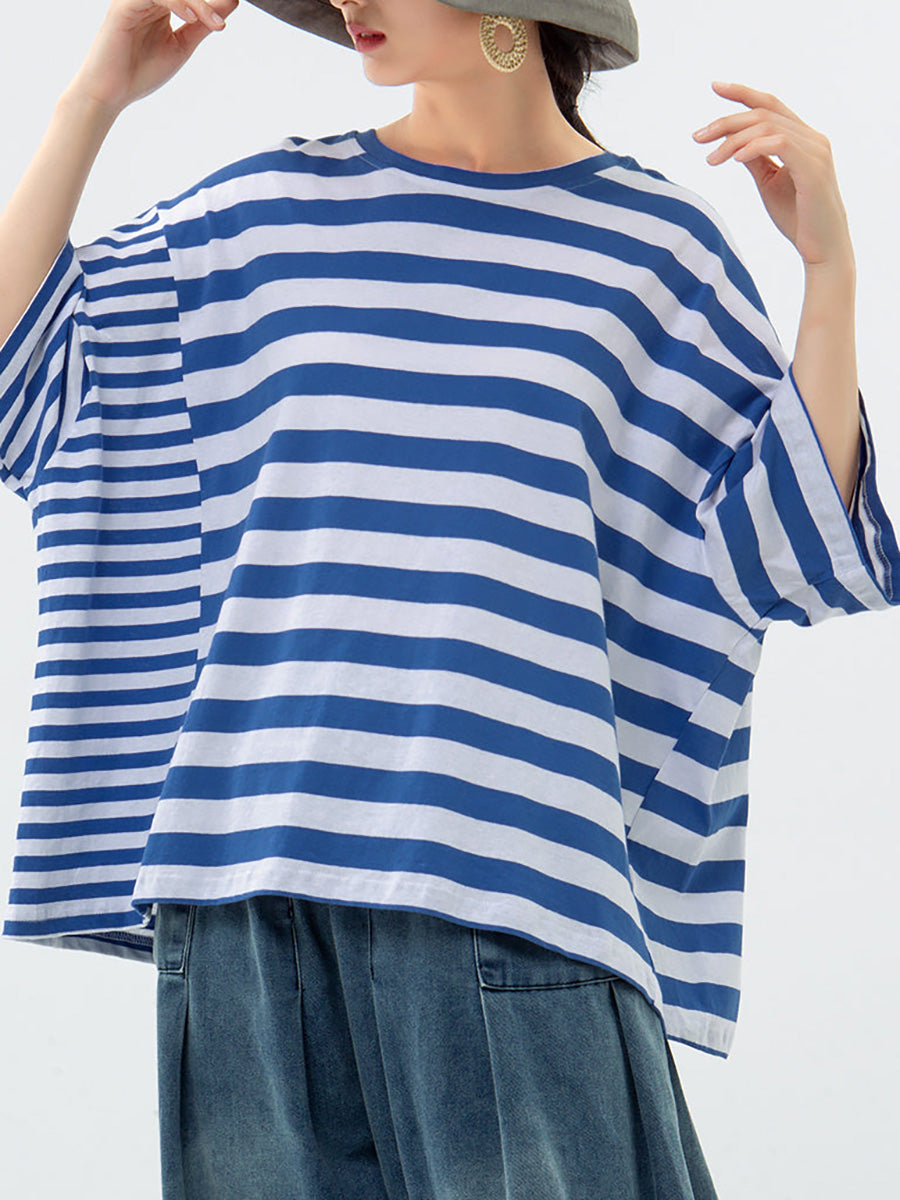 Maglietta casual a righe in cotone