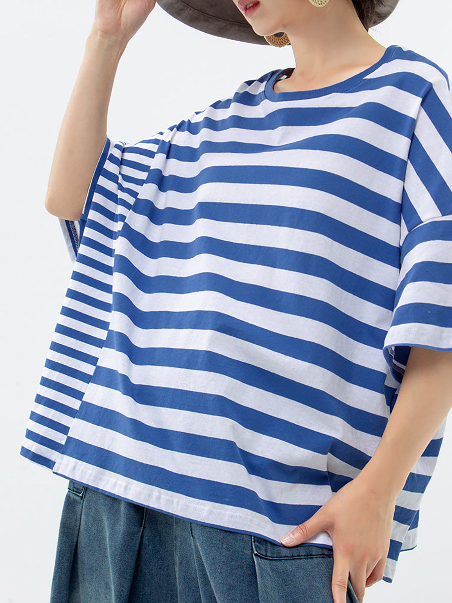 Maglietta casual a righe in cotone