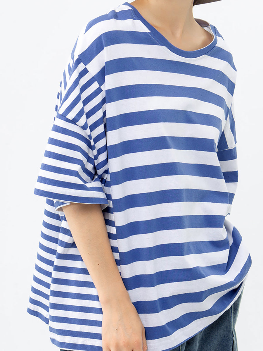 Maglietta casual a righe in cotone