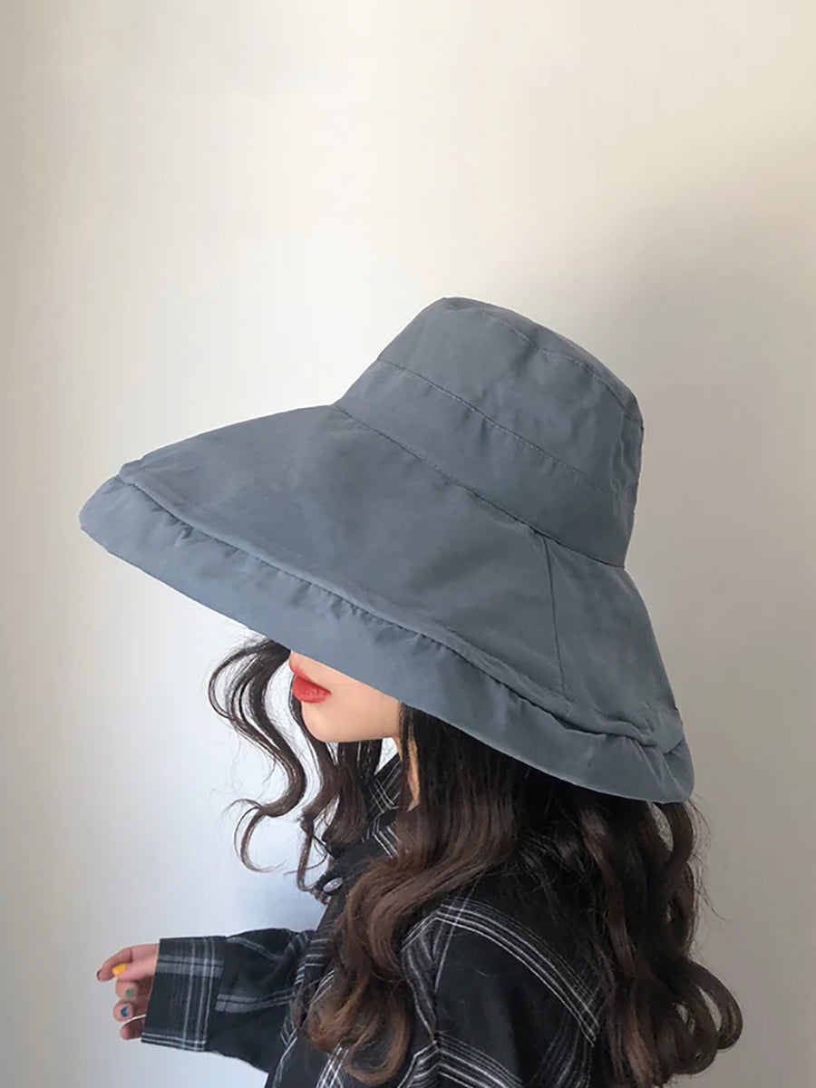 Cappello da sole estivo da donna, colore unico, pieghevole