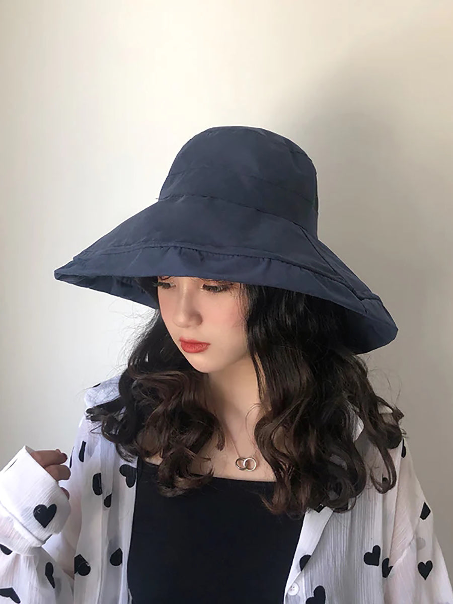 Cappello da sole estivo da donna, colore unico, pieghevole