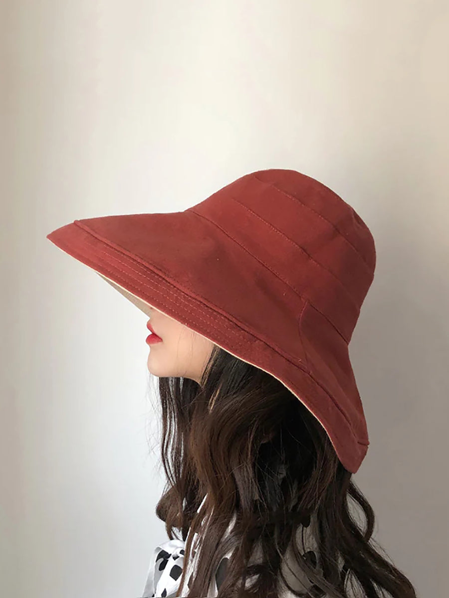 Cappello da sole estivo da donna, colore unico, pieghevole
