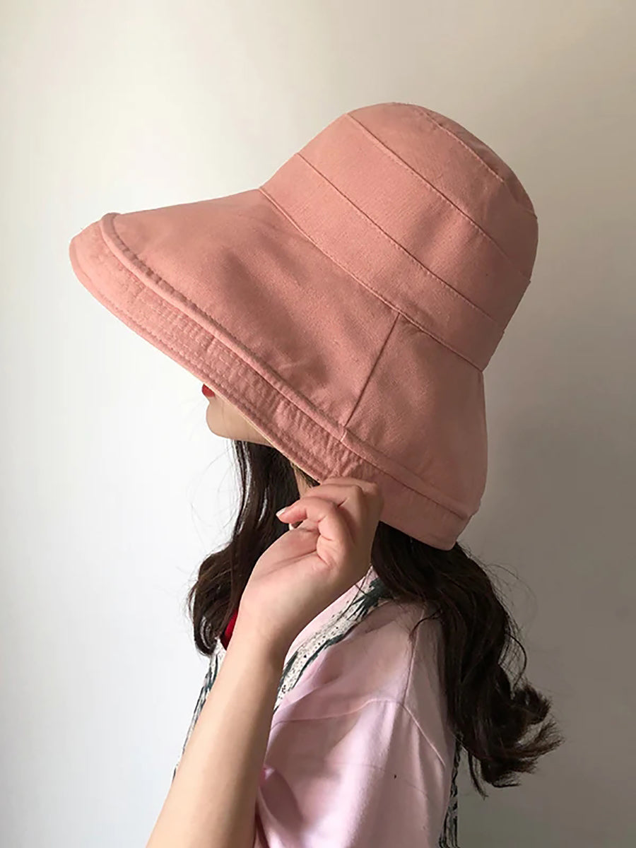 Cappello da sole estivo da donna, colore unico, pieghevole