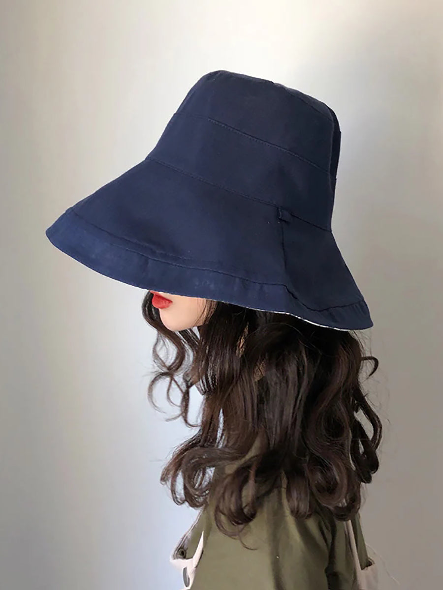 Cappello da sole estivo da donna, colore unico, pieghevole