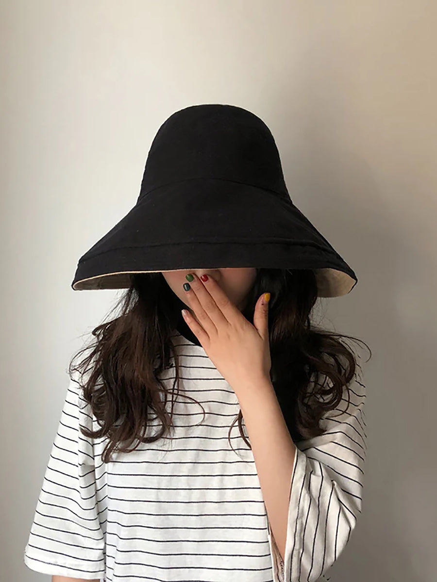 Cappello da sole estivo da donna, colore unico, pieghevole