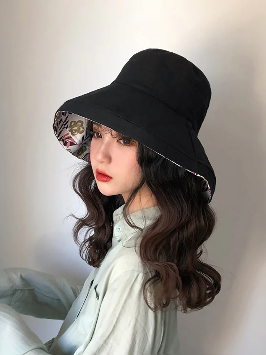 Cappello da sole estivo da donna, colore unico, pieghevole