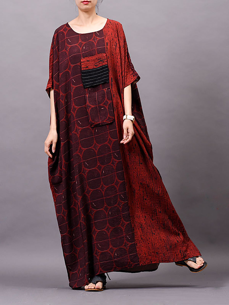Abito lungo con stampa estiva vintage da donna
