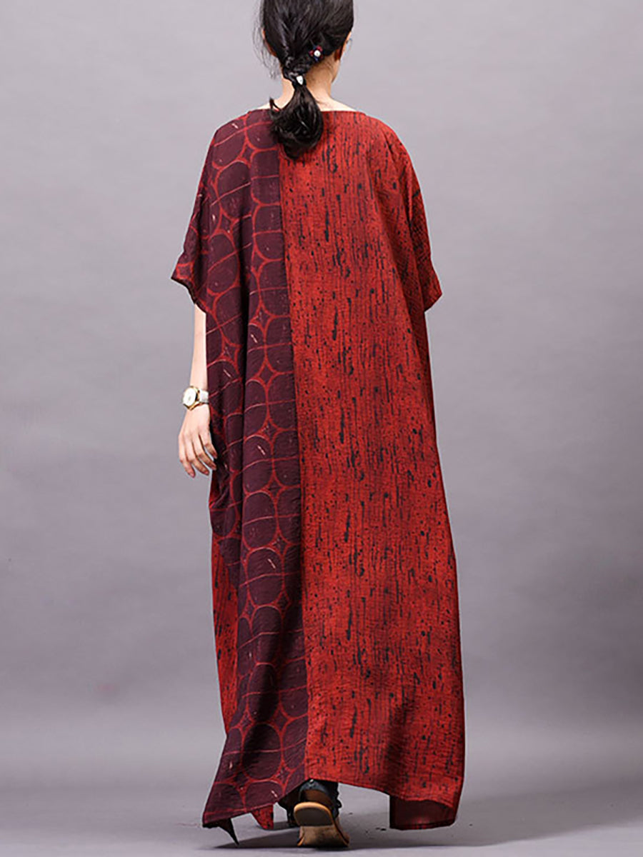 Abito lungo con stampa estiva vintage da donna