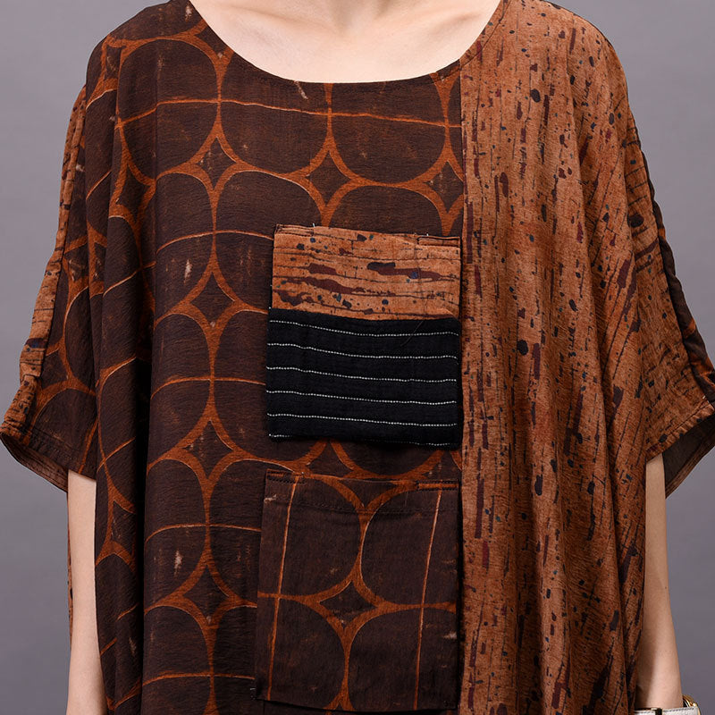 Abito lungo con stampa estiva vintage da donna