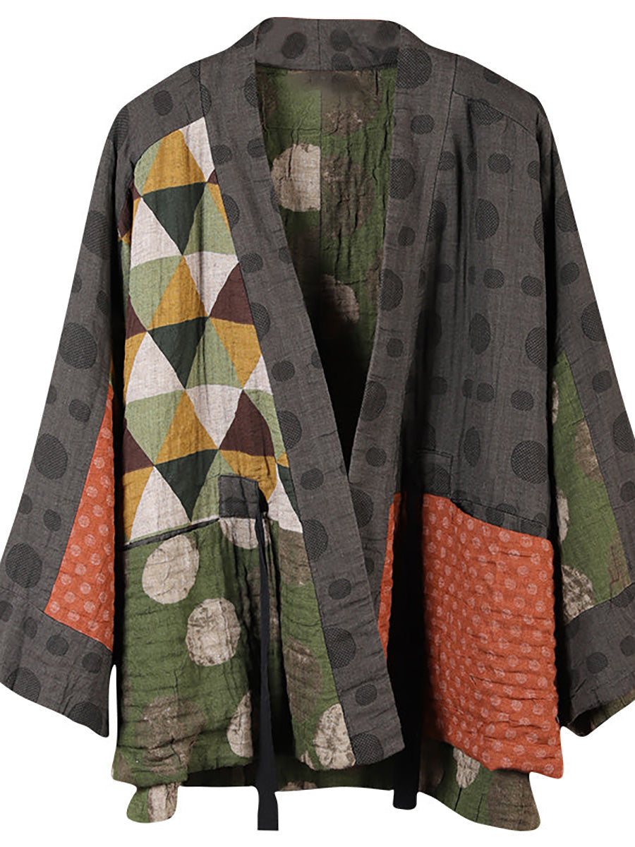 Irregular Geometric Pattern Retro Cotton Coat