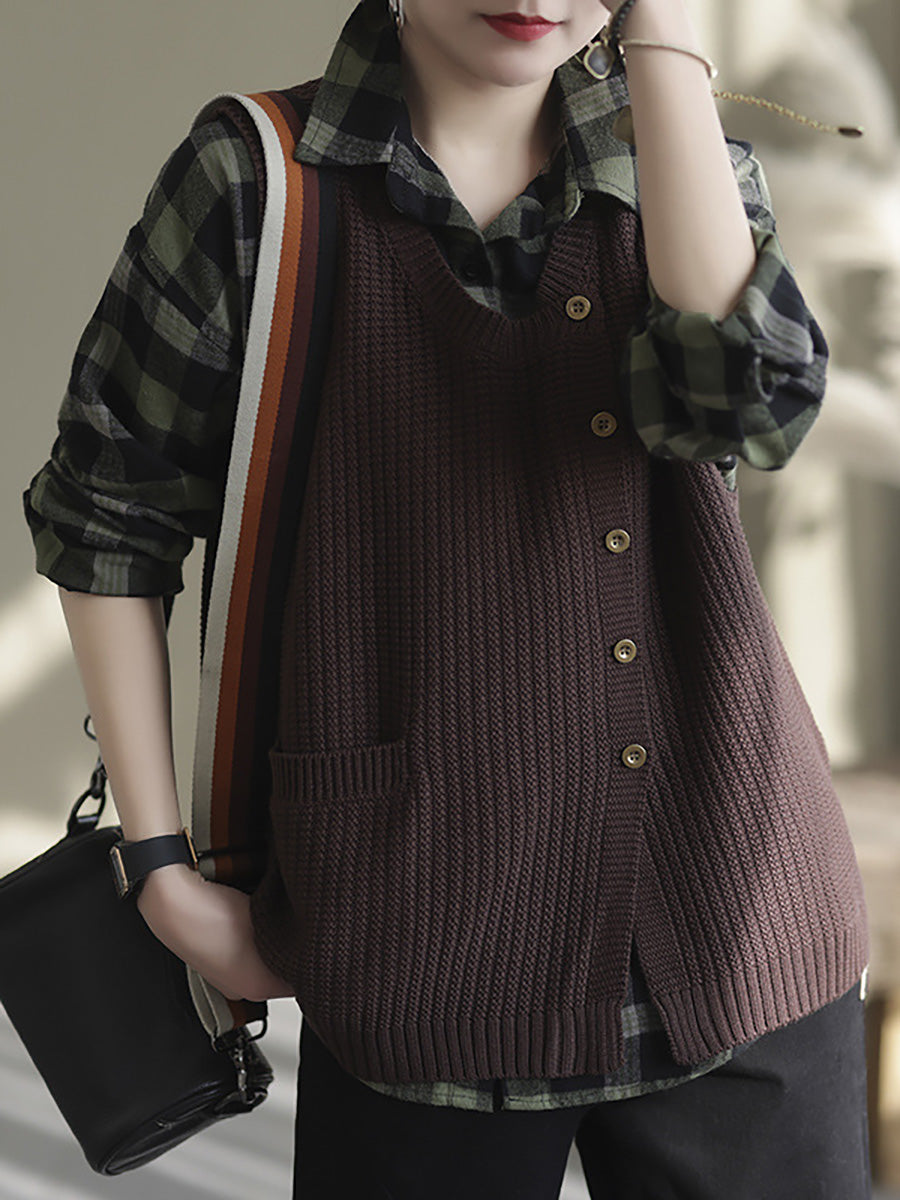 Maglione gilet con bottoni in maglia da donna