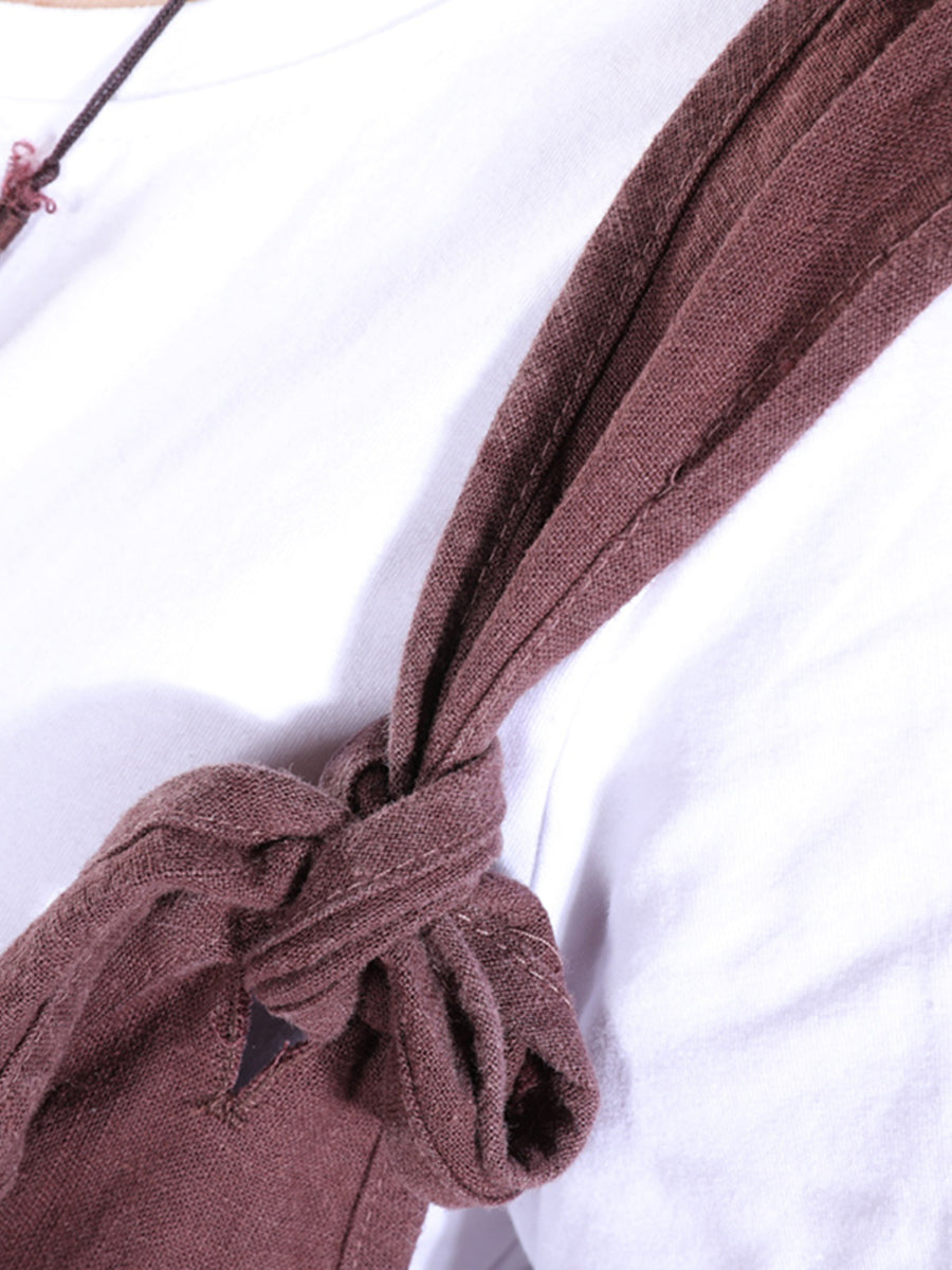 Tute larghe in ramiè con scollo a V e nodo vintage da donna