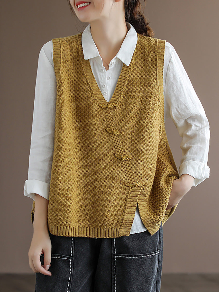 Maglione gilet lavorato a maglia con bottoni da donna