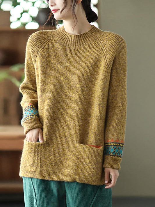 Maglione a collo alto lavorato a maglia con orlo diviso e maniche lunghe