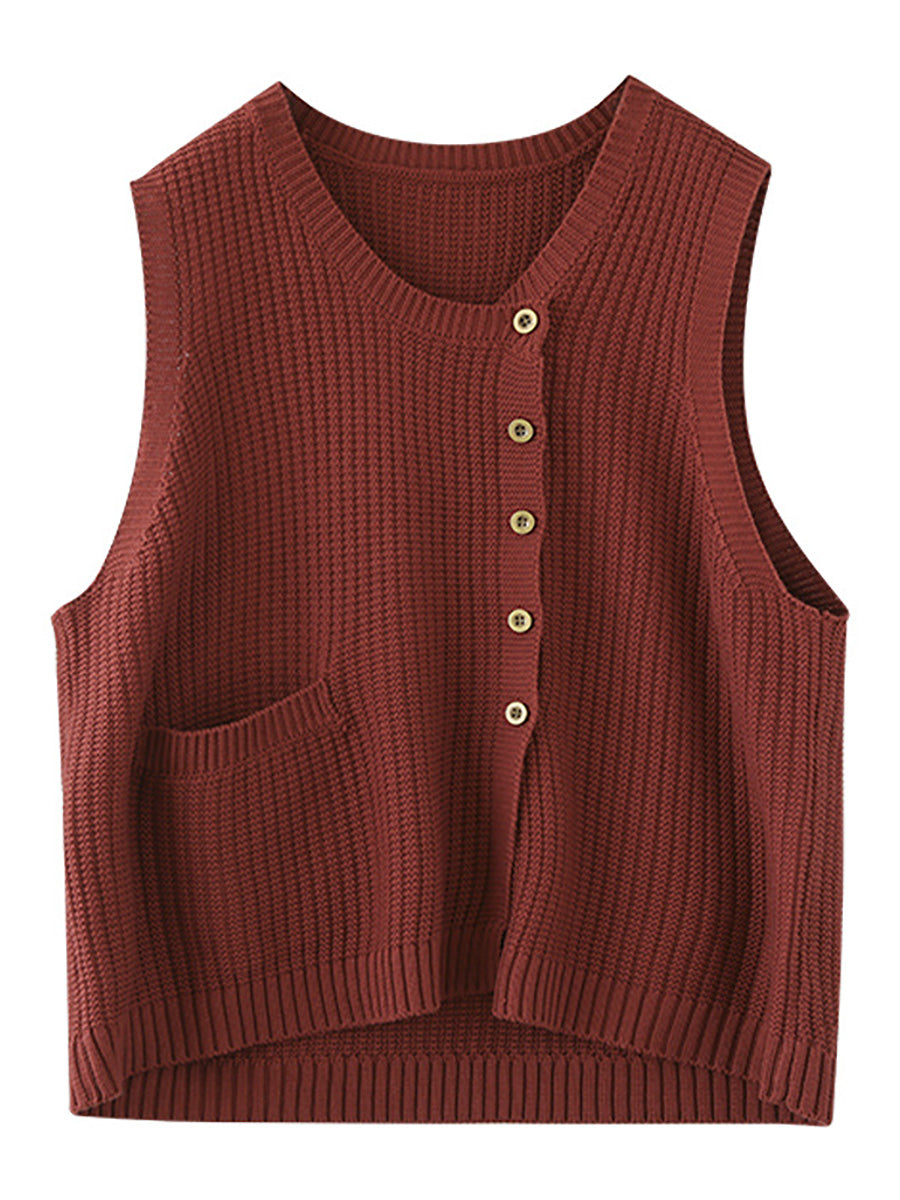 Maglione gilet con bottoni in maglia da donna
