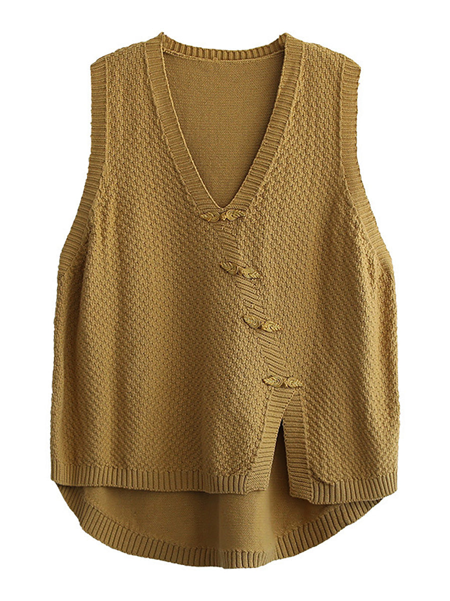 Maglione gilet lavorato a maglia con bottoni da donna