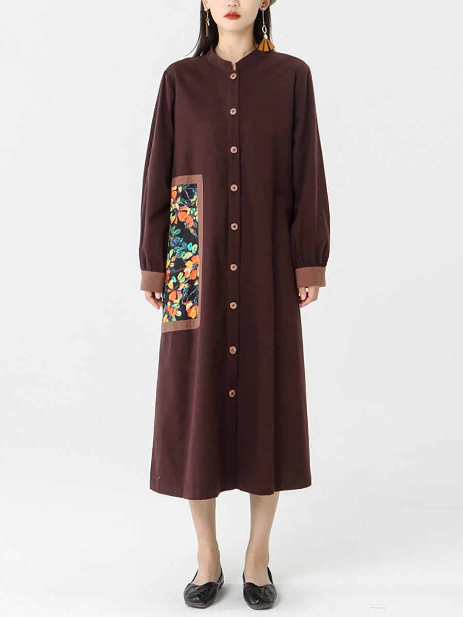 Cappotto patchwork con petto in cotone e lino