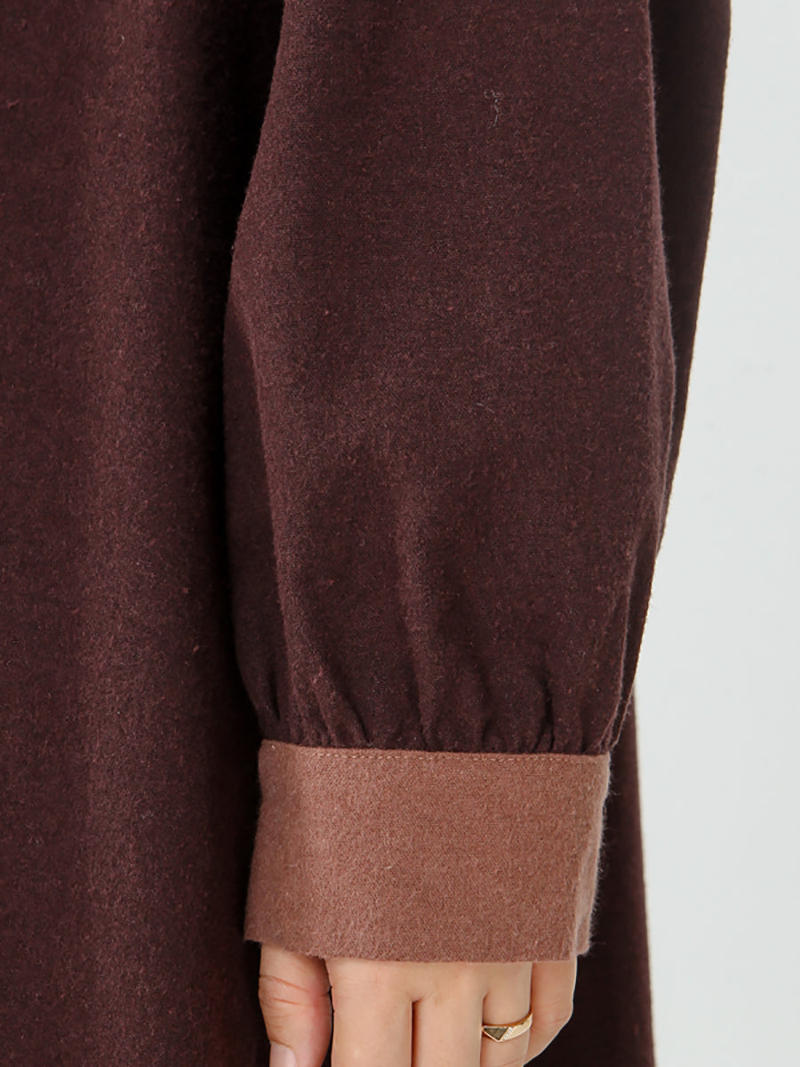 Cappotto patchwork con petto in cotone e lino