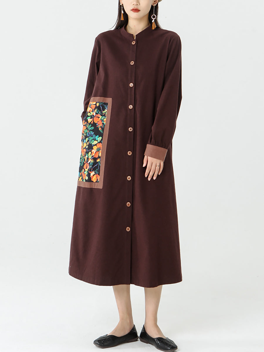Cappotto patchwork con petto in cotone e lino