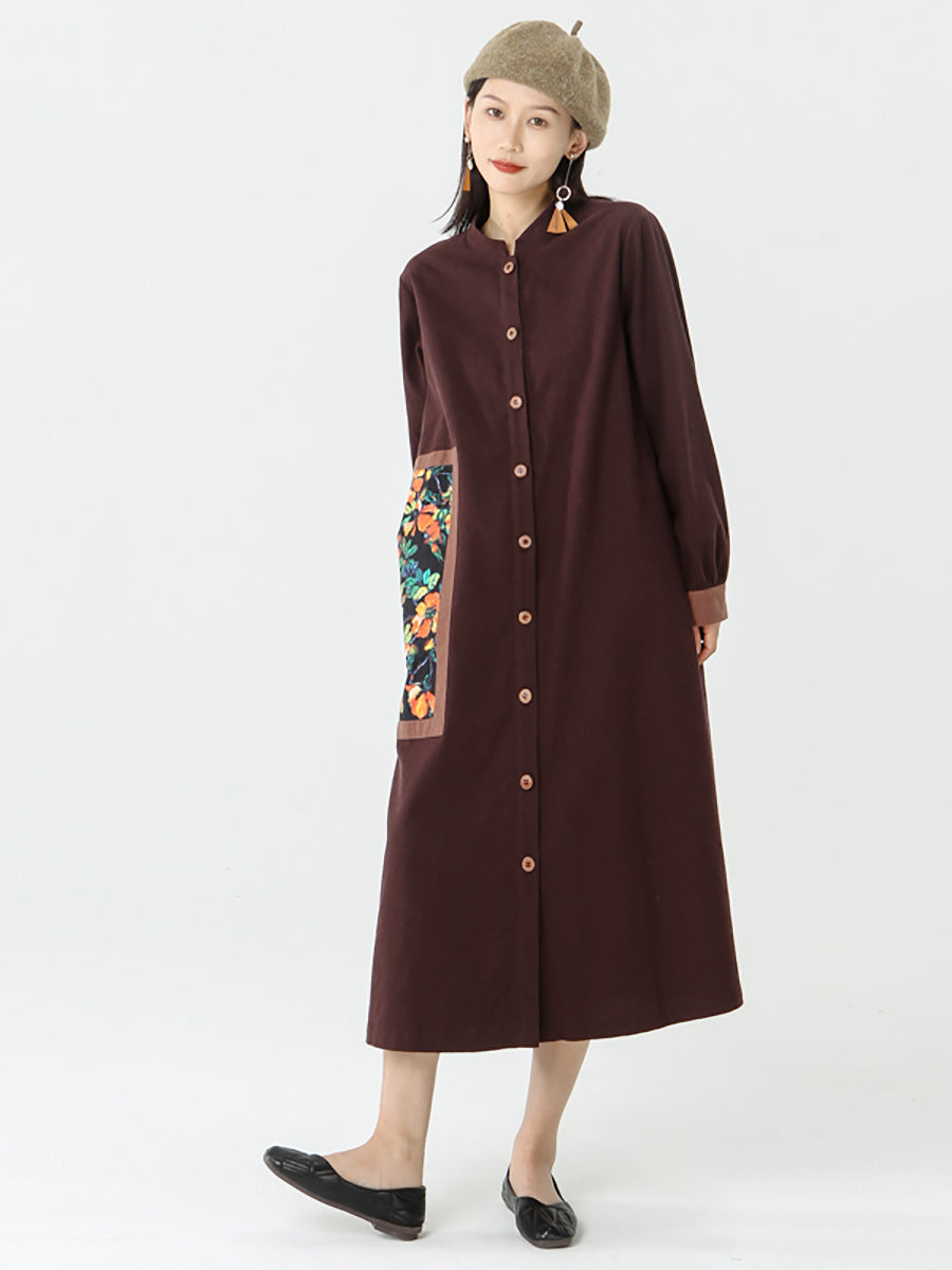 Cappotto patchwork con petto in cotone e lino