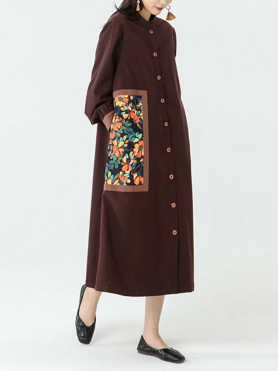 Cappotto patchwork con petto in cotone e lino