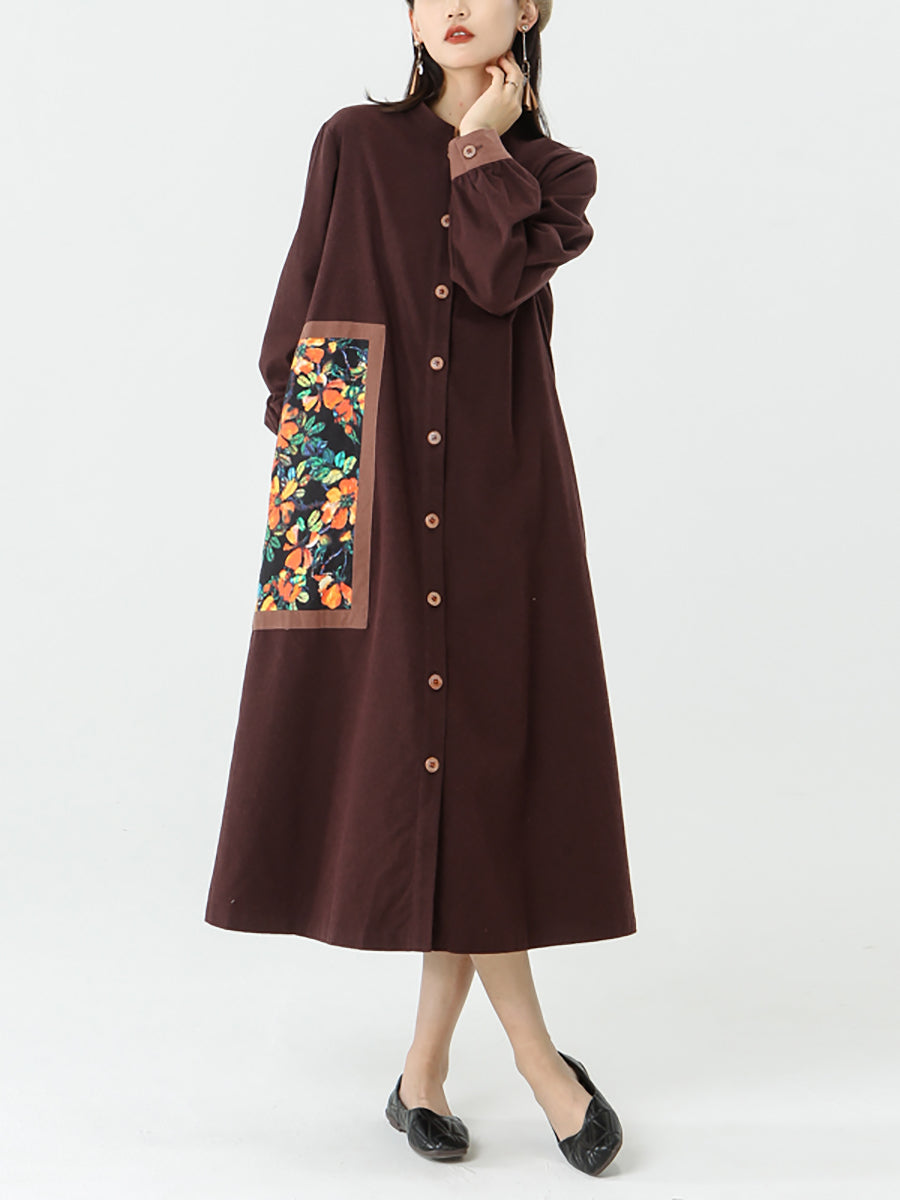 Cappotto patchwork con petto in cotone e lino