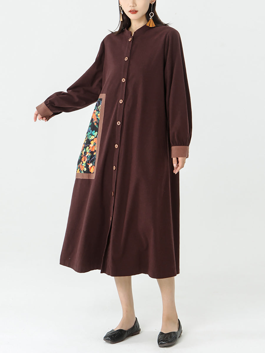 Cappotto patchwork con petto in cotone e lino