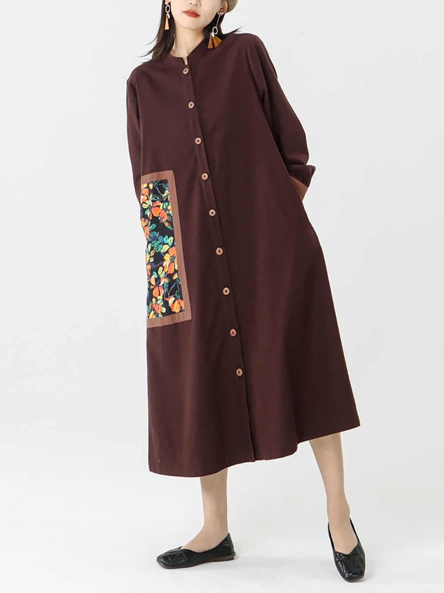 Cappotto patchwork con petto in cotone e lino