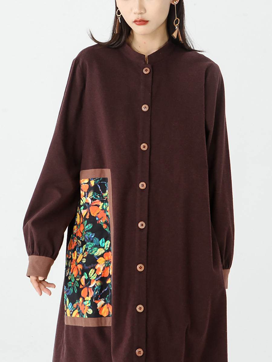 Cappotto patchwork con petto in cotone e lino
